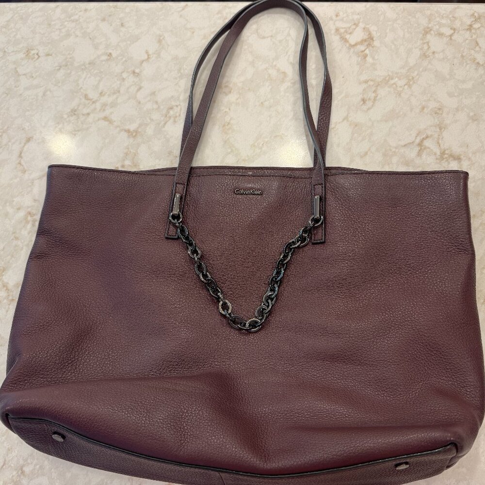 Calvin Klein Leather Burgundy Tote